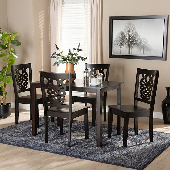 Baxton Studio Luisa Dining 5-piece Set Dark Brown 7 Baxton Studio Luisa Dining 5-piece Set Dark Brown - Image 7