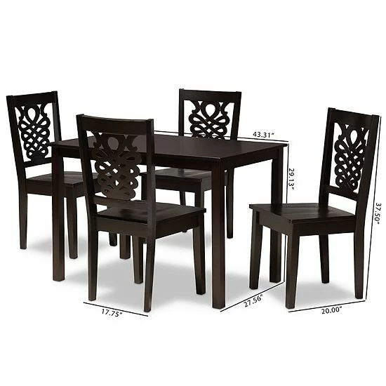 Baxton Studio Luisa Dining 5-piece Set Dark Brown 8 Baxton Studio Luisa Dining 5-piece Set Dark Brown - Image 8