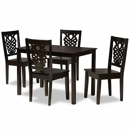 Baxton Studio Luisa Dining 5-piece Set Dark Brown 9 Baxton Studio Luisa Dining 5-piece Set Dark Brown - Image 9