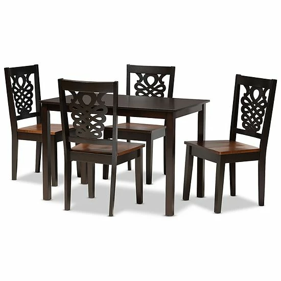 Baxton Studio Luisa Dining 5-piece Set Dark Brown 10 Baxton Studio Luisa Dining 5-piece Set Dark Brown - Image 10