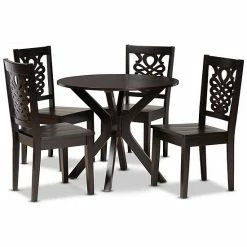 Baxton Studio Liese Dining 5-piece Set Dark Brown