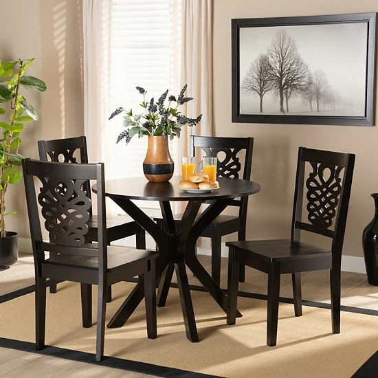 Baxton Studio Liese Dining 5-piece Set Dark Brown 7 Baxton Studio Liese Dining 5-piece Set Dark Brown - Image 7