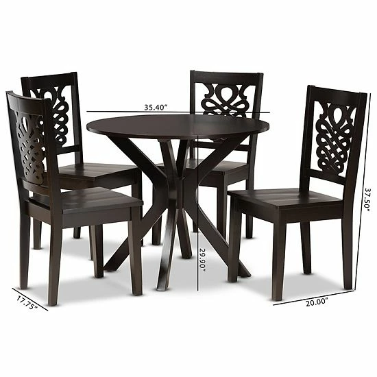 Baxton Studio Liese Dining 5-piece Set Dark Brown 8 Baxton Studio Liese Dining 5-piece Set Dark Brown - Image 8