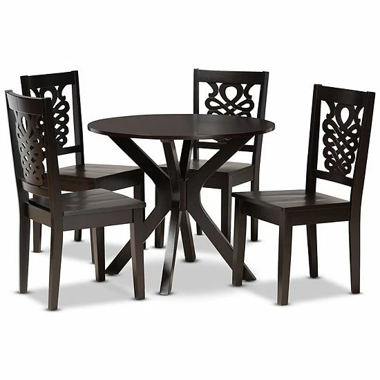 Baxton Studio Liese Dining 5-piece Set Dark Brown 9 Baxton Studio Liese Dining 5-piece Set Dark Brown - Image 9