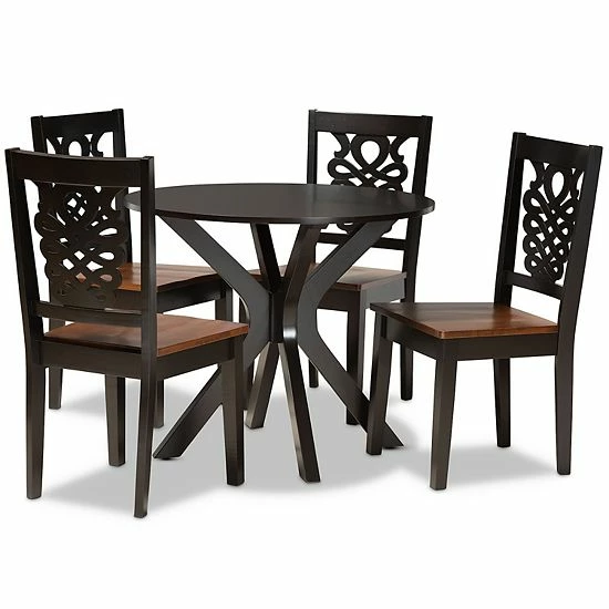 Baxton Studio Liese Dining 5-piece Set Dark Brown 10 Baxton Studio Liese Dining 5-piece Set Dark Brown - Image 10