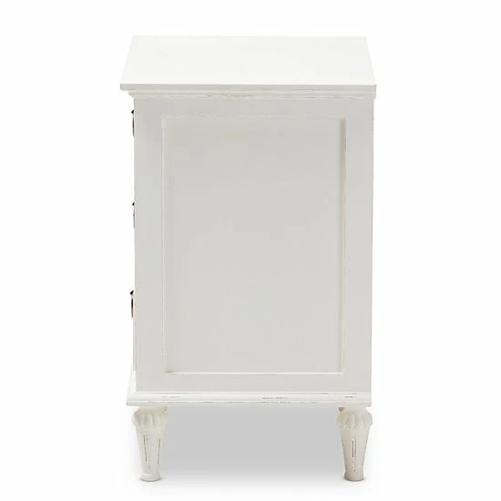Baxton Studio Venezia Whitewash 3-Drawer Nightstand 5 Baxton Studio Venezia Whitewash 3-Drawer Nightstand - Image 5
