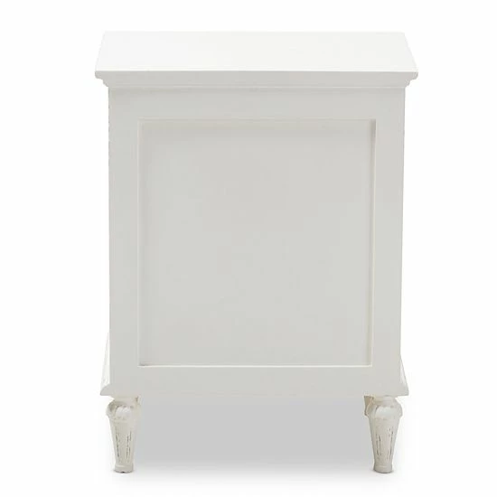 Baxton Studio Venezia Whitewash 3-Drawer Nightstand 6 Baxton Studio Venezia Whitewash 3-Drawer Nightstand - Image 6