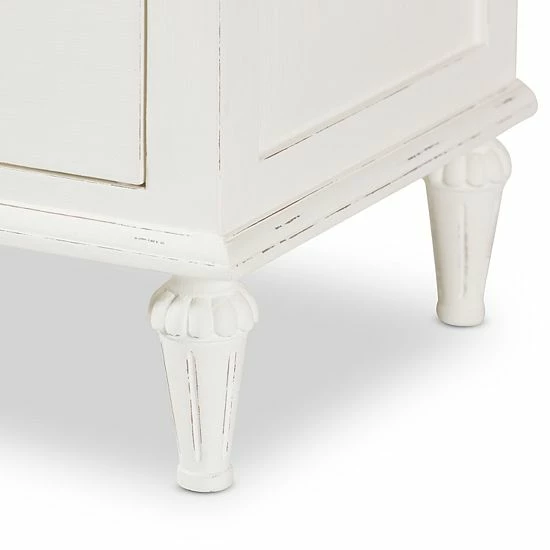 Baxton Studio Venezia Whitewash 3-Drawer Nightstand 7 Baxton Studio Venezia Whitewash 3-Drawer Nightstand - Image 7