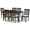 Baxton Studio Nicolette Dining Table & Chair 7-piece Set Sand Dark Brown