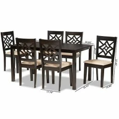 Baxton Studio Nicolette Dining Table & Chair 7-piece Set Sand Dark Brown -Baxton Studio Sales unnamed file 7569