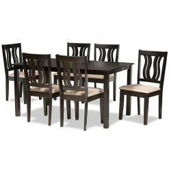 Baxton Studio Fenton Dining Table & Chair 7-piece Set
