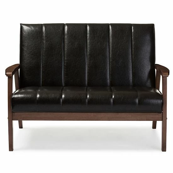 Baxton Studio Nikko Loveseat Brown 2 Baxton Studio Nikko Loveseat Brown - Image 2