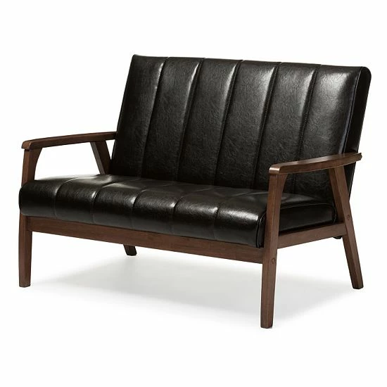 Baxton Studio Nikko Loveseat Brown 4 Baxton Studio Nikko Loveseat Brown - Image 4