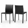 Baxton Studio 2-piece Burridge Leather Dining Chair Set Black