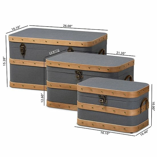 Baxton Studio Jonathon Storage Trunk 3-piece Set 6 Baxton Studio Jonathon Storage Trunk 3-piece Set - Image 6