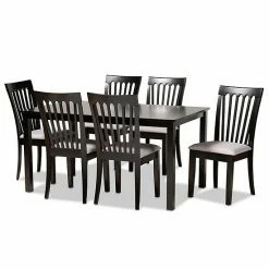 Baxton Studio Minette Dining Table & Chair 7-piece Set