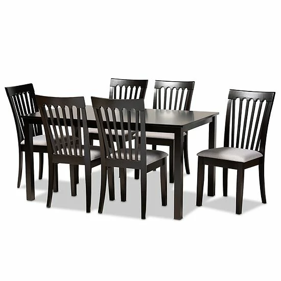 Baxton Studio Minette Dining Table & Chair 7-piece Set 1 Baxton Studio Minette Dining Table & Chair 7-piece Set