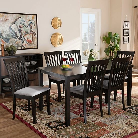 Baxton Studio Minette Dining Table & Chair 7-piece Set 2 Baxton Studio Minette Dining Table & Chair 7-piece Set - Image 2