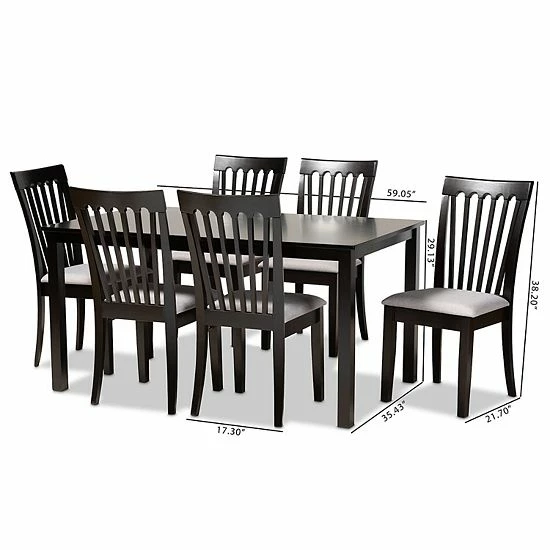 Baxton Studio Minette Dining Table & Chair 7-piece Set 7 Baxton Studio Minette Dining Table & Chair 7-piece Set - Image 7