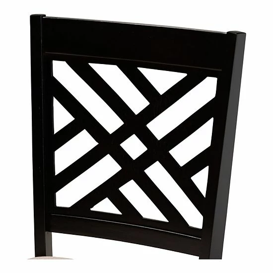 Baxton Studio Caron Dining Table & Chair 7-piece Set Sand Brown Espresso 4 Baxton Studio Caron Dining Table & Chair 7-piece Set Sand Brown Espresso - Image 4