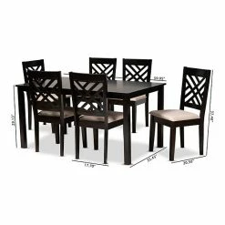 Baxton Studio Caron Dining Table & Chair 7-piece Set Sand Brown Espresso 10 Baxton Studio Caron Dining Table & Chair 7-piece Set Sand Brown Espresso -Baxton Studio Sales unnamed file 7646