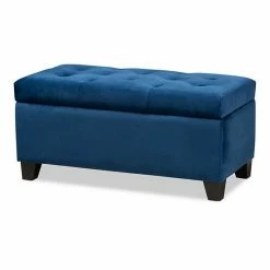 Baxton Studio Michaela Storage Ottoman Navy Blue Black