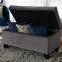 Baxton Studio Michaela Storage Ottoman Navy Blue Black -Baxton Studio Sales unnamed file 7655