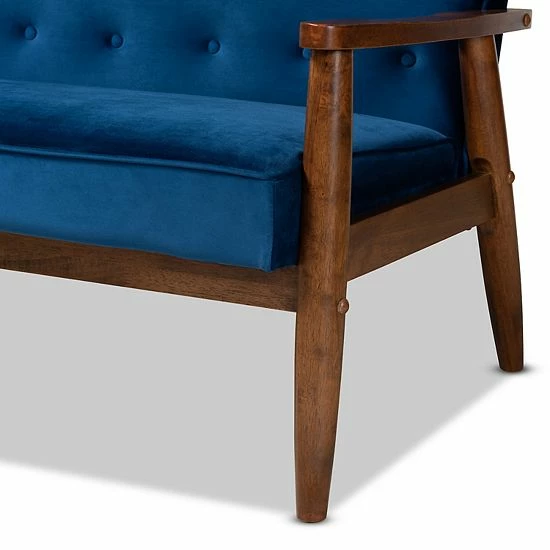 Baxton Studio Sorrento Sofa & Chair 3-Piece Set Navy 4 Baxton Studio Sorrento Sofa & Chair 3-Piece Set Navy - Image 4