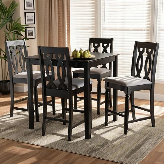 Baxton Studio Darcie Pub Dining Table & Chair 5-piece Set Beige 2 Baxton Studio Darcie Pub Dining Table & Chair 5-piece Set Beige - Image 2