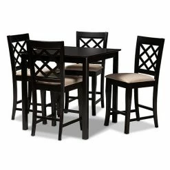 Baxton Studio Alora Pub Table & Stool 5-piece Set Beige