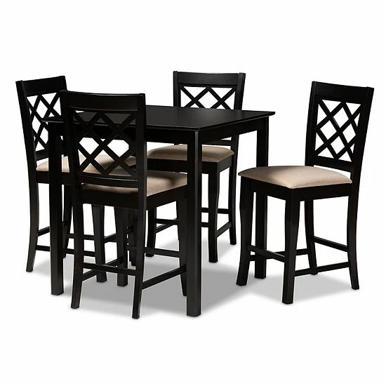 Baxton Studio Alora Pub Table & Stool 5-piece Set Beige 1 Baxton Studio Alora Pub Table & Stool 5-piece Set Beige