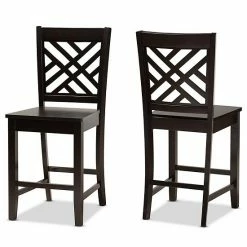 Baxton Studio Caron Counter Stool 2-piece Set Walnut Brown