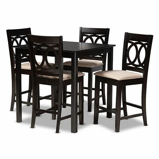 Baxton Studio Lenoir 5-Piece Pub Set Beige Khaki 6 Baxton Studio Lenoir 5-Piece Pub Set Beige Khaki - Image 6