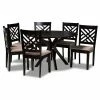 Baxton Studio Norah Dining Table & Chair 7-piece Set Sand Dark Brown