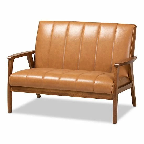 Baxton Studio Nikko Brown Loveseat 1 Baxton Studio Nikko Brown Loveseat