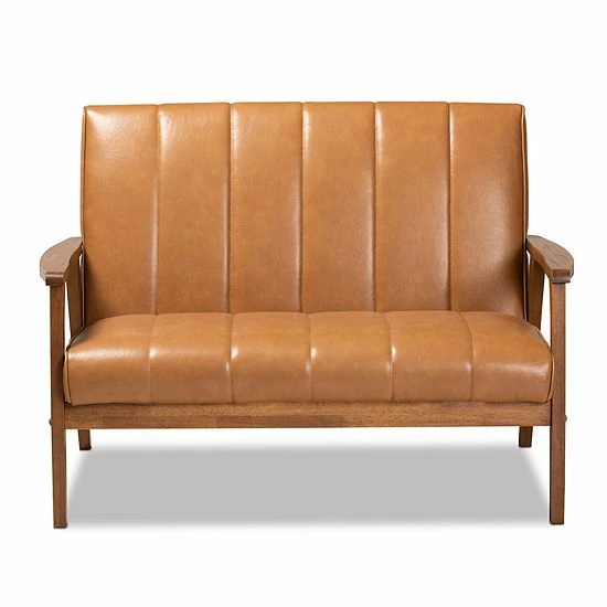 Baxton Studio Nikko Brown Loveseat 3 Baxton Studio Nikko Brown Loveseat - Image 3