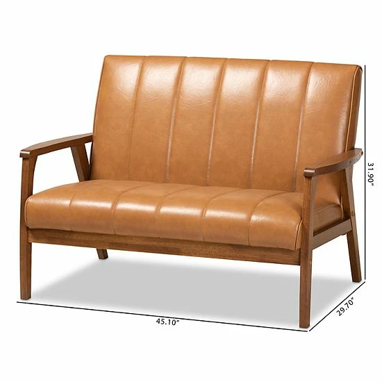 Baxton Studio Nikko Brown Loveseat 8 Baxton Studio Nikko Brown Loveseat - Image 8