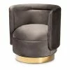 Baxton Studio Saffi Swivel Arm Chair Royal Blue Gold