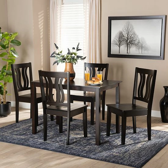 Baxton Studio Zamira Dining 5-piece Set Walnut Brown 7 Baxton Studio Zamira Dining 5-piece Set Walnut Brown - Image 7