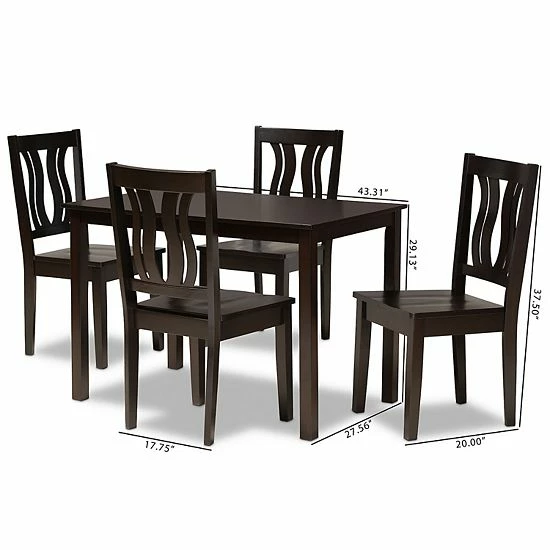Baxton Studio Zamira Dining 5-piece Set Walnut Brown 8 Baxton Studio Zamira Dining 5-piece Set Walnut Brown - Image 8