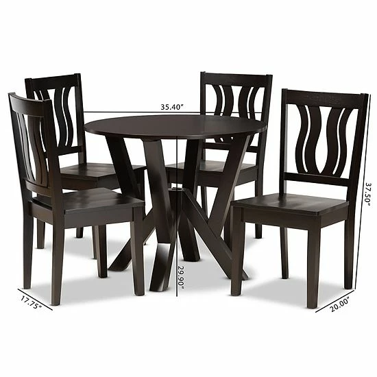 Baxton Studio Noelia Dining 5-piece Set Walnut Brown 8 Baxton Studio Noelia Dining 5-piece Set Walnut Brown - Image 8