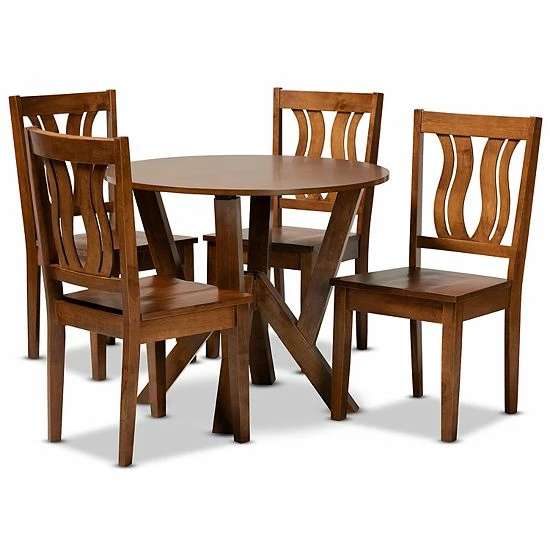 Baxton Studio Noelia Dining 5-piece Set Walnut Brown 9 Baxton Studio Noelia Dining 5-piece Set Walnut Brown - Image 9