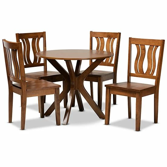 Baxton Studio Mare Dining 5-Piece Set Walnut Brown 1 Baxton Studio Mare Dining 5-Piece Set Walnut Brown