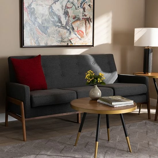 Baxton Studio Perris Sofa Pastel Gray 2 Baxton Studio Perris Sofa Pastel Gray - Image 2