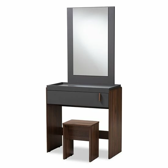 Baxton Studio Rikke Vanity Table And Stool Set 1 Baxton Studio Rikke Vanity Table And Stool Set
