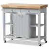 Baxton Studio Farmhouse Gray Kitchen Cart