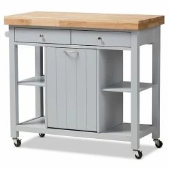 Baxton Studio Farmhouse Gray Kitchen Cart