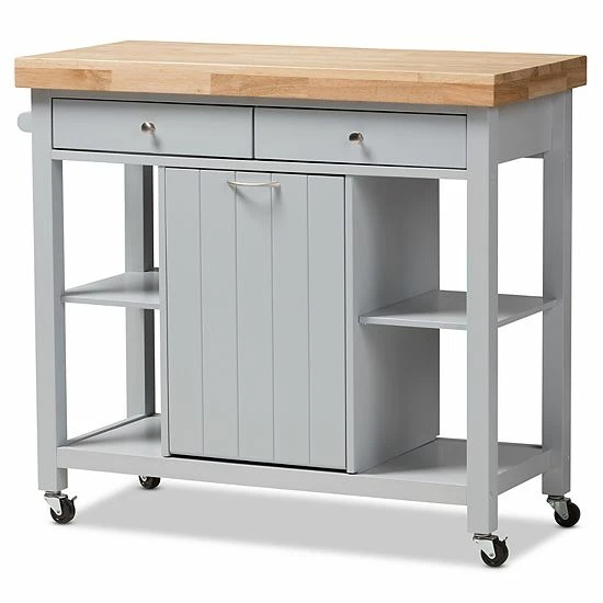 Baxton Studio Farmhouse Gray Kitchen Cart 1 Baxton Studio Farmhouse Gray Kitchen Cart