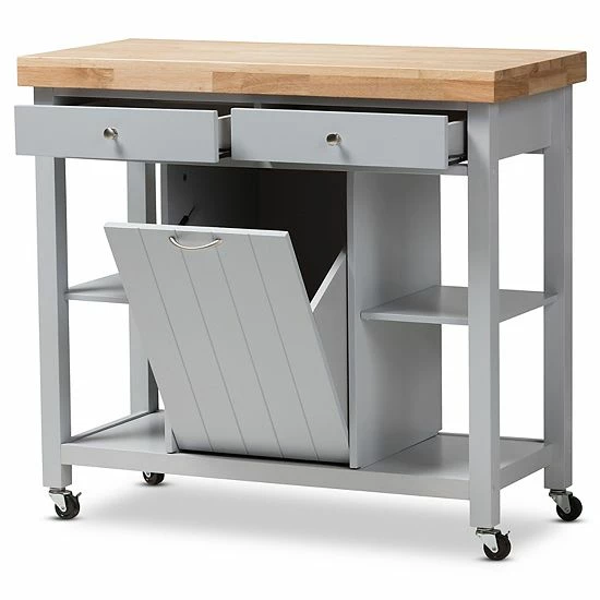 Baxton Studio Farmhouse Gray Kitchen Cart 2 Baxton Studio Farmhouse Gray Kitchen Cart - Image 2