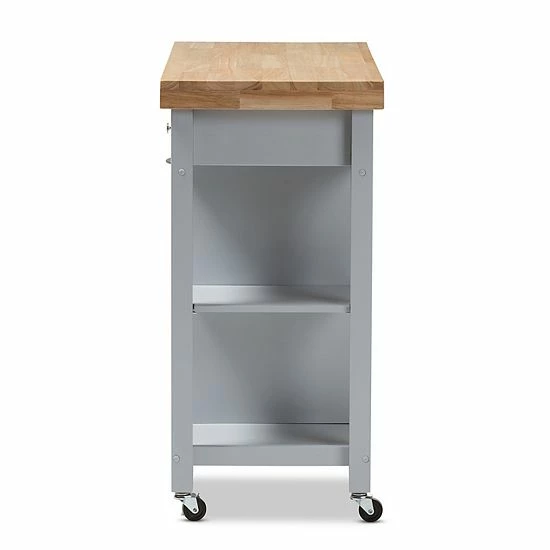 Baxton Studio Farmhouse Gray Kitchen Cart 3 Baxton Studio Farmhouse Gray Kitchen Cart - Image 3